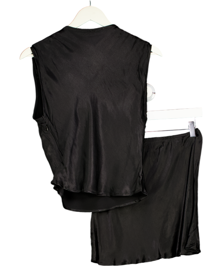 ASOS Black Scoop Neck Cami Satin Set UK 12