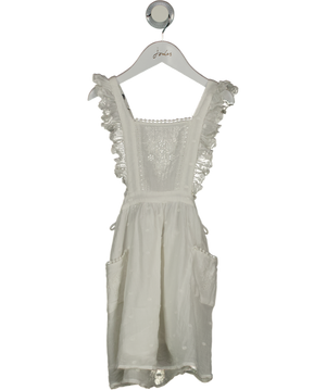LOUISE MISHA White Organic Cotton Embroidered White Pinafore Dress 6 Years