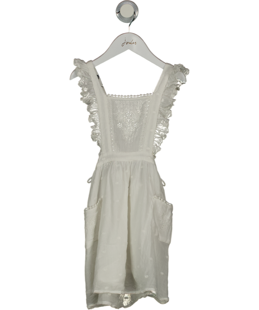 LOUISE MISHA White Organic Cotton Embroidered White Pinafore Dress 6 Years
