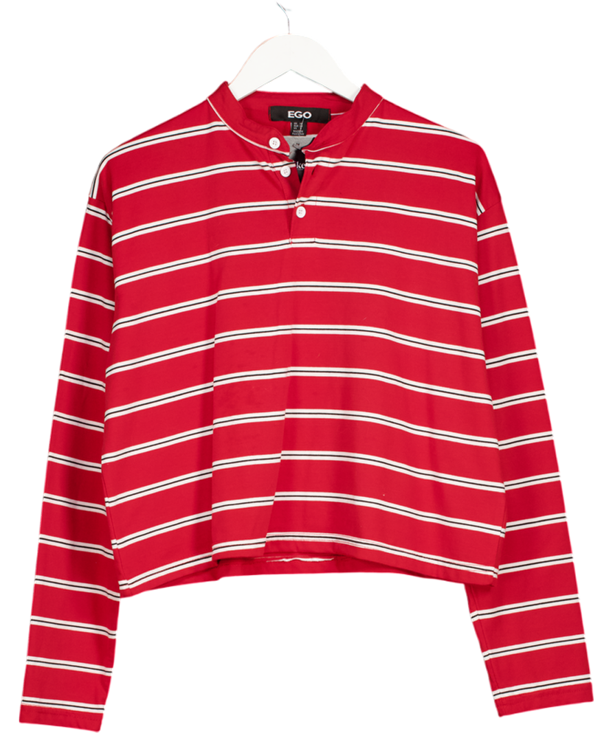 Ego Red Long Sleeve Rugby Top UK 10