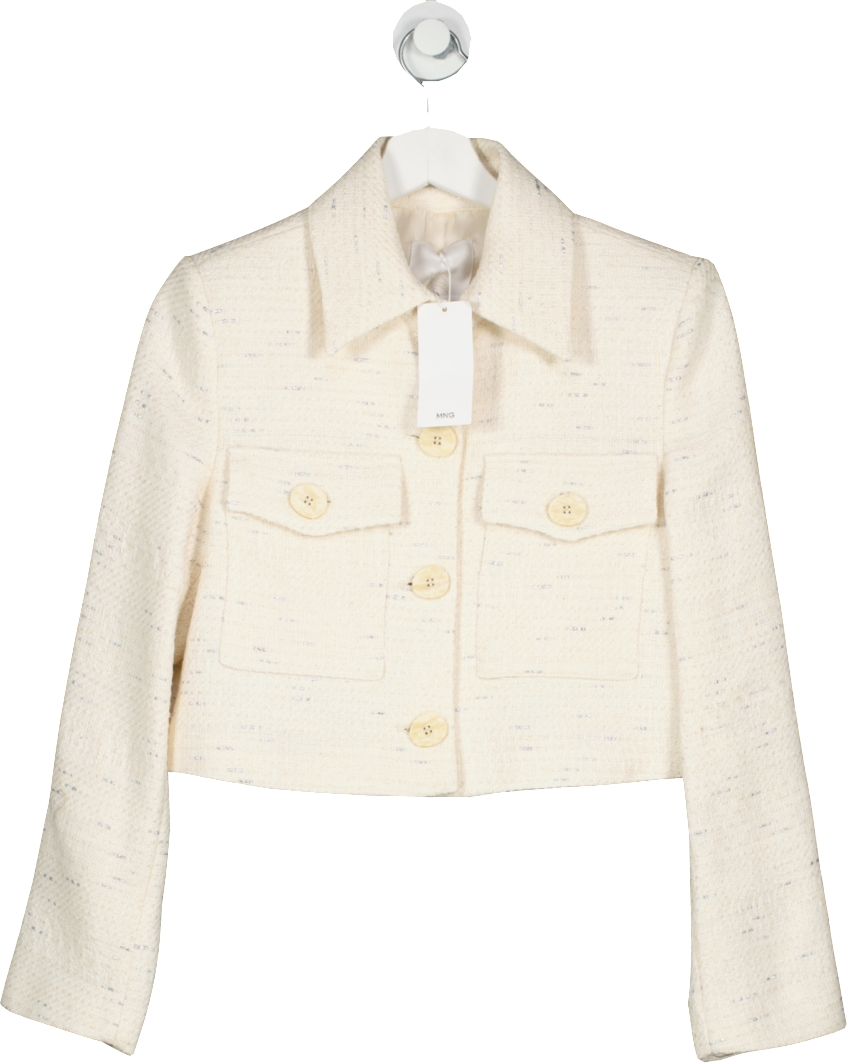 MANGO Cream Pocket Tweed Jacket BNWT  UK S