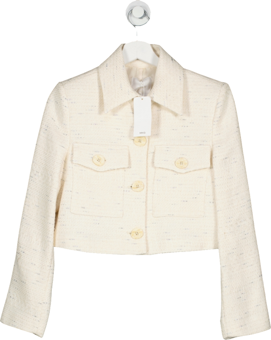 MANGO Cream Pocket Tweed Jacket BNWT  UK S