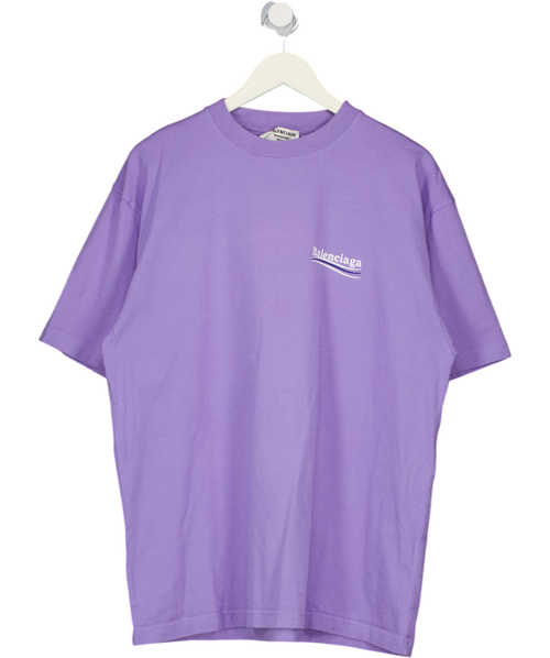 BALENCIAGA Purple Lilac Political Campaign Oversized Logo-print T-shirt UK M