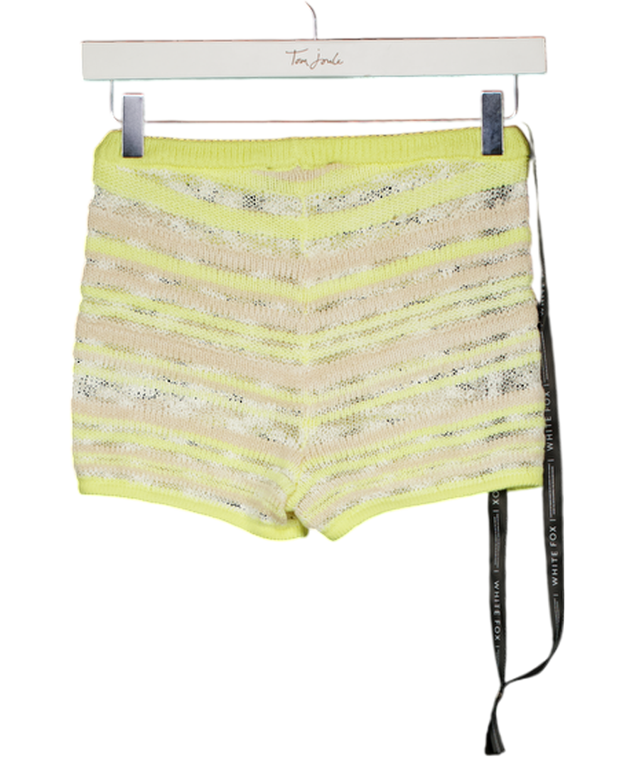 WHITE FOX Lemon Yellow Please Change Your Mind Knit Shorts UK S