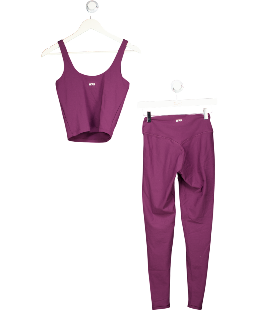 White Fox Purple Go Getter High Waisted Leggings And Tank Top Set UK S