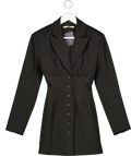 HOUSE OF CB Black Georgia Oversized-shoulder Stretch-woven Blazer Dress UK XS