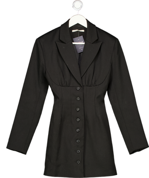 HOUSE OF CB Black Georgia Oversized-shoulder Stretch-woven Blazer Dress UK XS