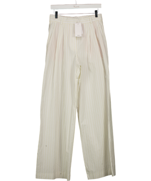 MANGO Cream Wide Leg Striped Trousers UK 8