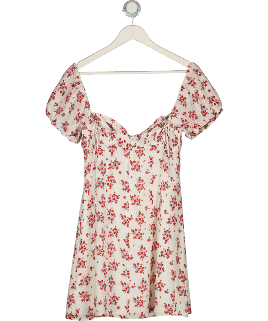 Réalisation Cream & Red Floral Silk The Venus Mini Dress UK S