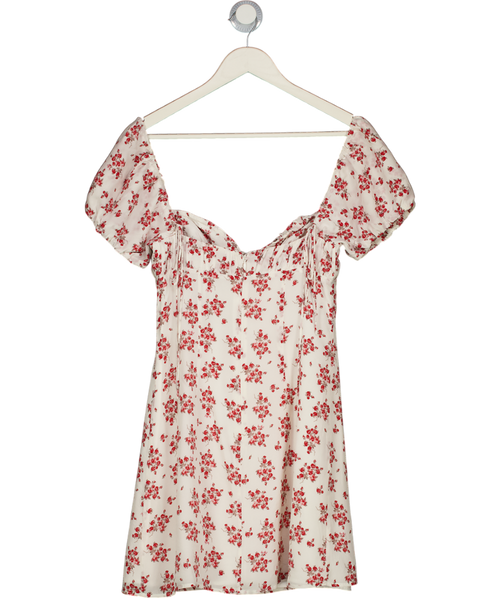 Réalisation Cream & Red Floral Silk The Venus Mini Dress UK S