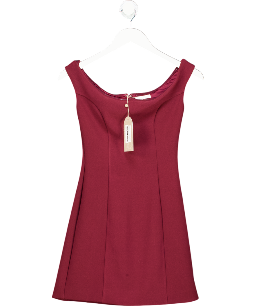 Meshki Red Cassidy Crepe Off Shoulder Mini Dress UK XS