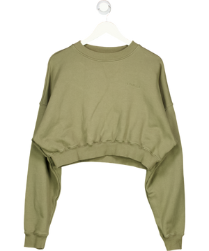 T/ALA Khaki Green Crop Embroidered Logo Sweatshirt UK M