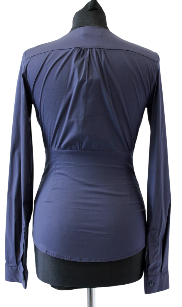 Pinko Blue Fitted Navy Tie Detail Shirt UK 8