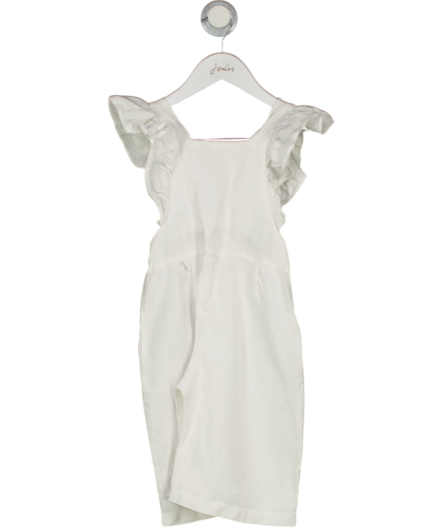 Freya Lillie White 100% Linen Ruffle Sleeve Dungarees 4 -5 Years 4 Years