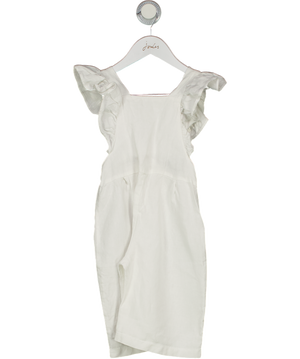 Freya Lillie White 100% Linen Ruffle Sleeve Dungarees 4 -5 Years 4 Years