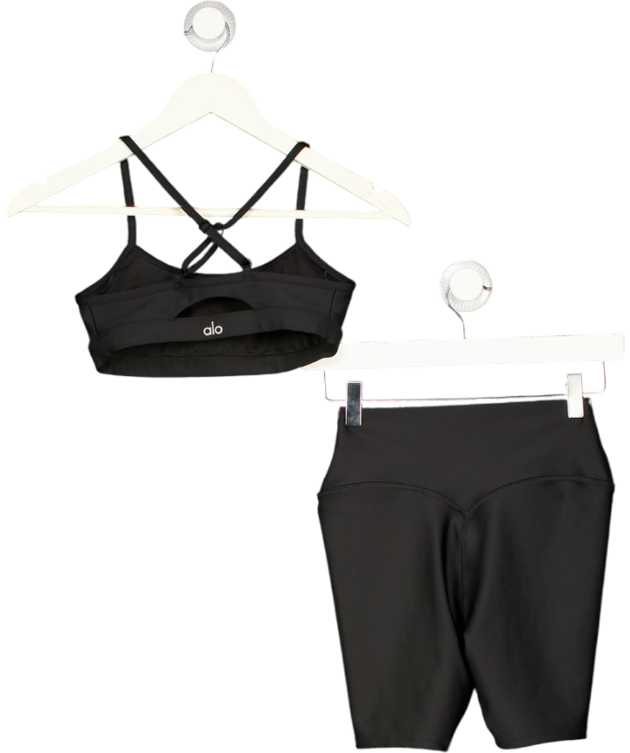 Alo Black Soft Sculpt High-waist Precision Shorts With Sports Bra UK XS