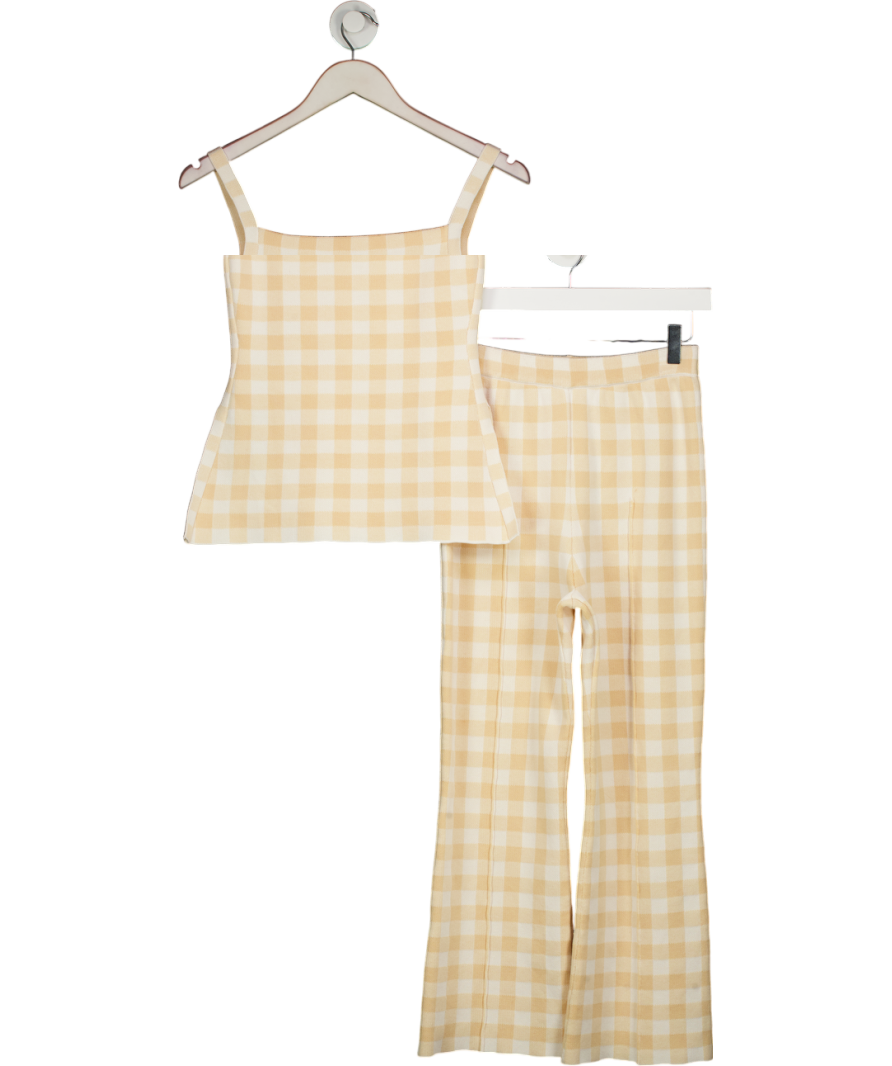 commense Orange Gingham Print Pants Set UK XS