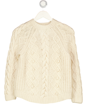 Gerard Darel Cream Lambswool Cable Knit Jumper UK S