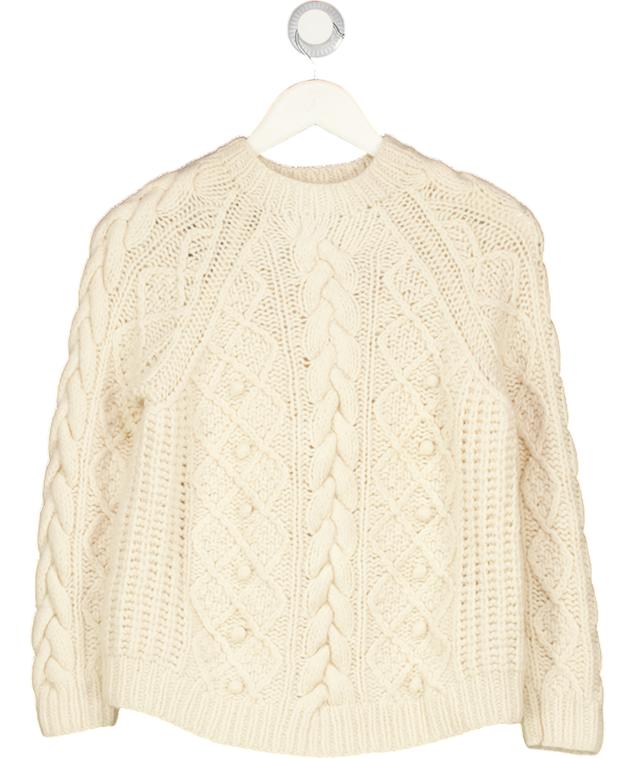 Gerard Darel Cream Lambswool Cable Knit Jumper UK S