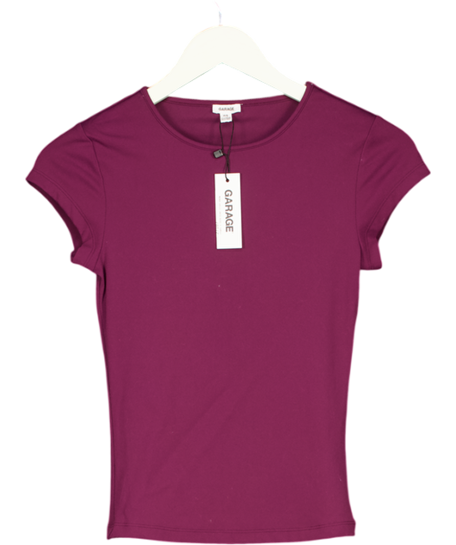 GARAGE Fig Purple Sleek Crewneck T-shirt UK S