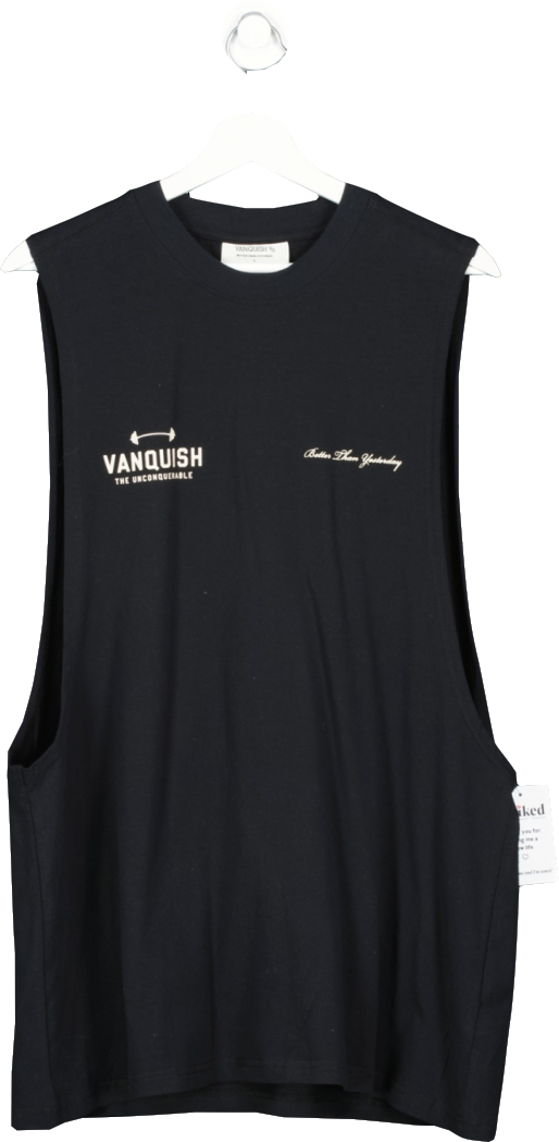Vanquish Black The Unconquerable Sleeveless T Shirt UK L
