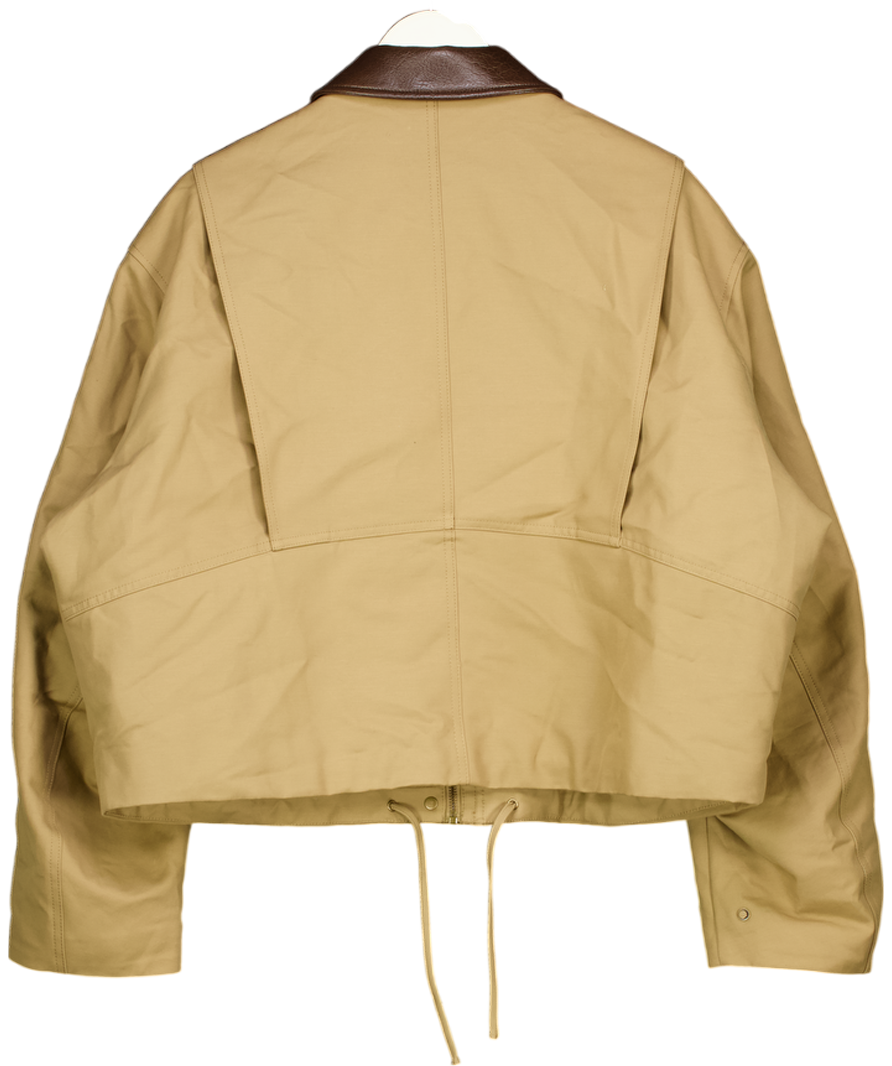 Pull&Bear Beige Jacket With Leather Effect Collar UK XL