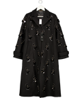 KAREN MILLEN Black Wool Embellished Single Breasted Tailored Coat UK 10