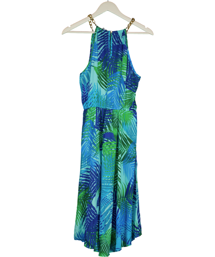 Pour Moi Blue Gold Chain High Neck Beach Dress UK 12