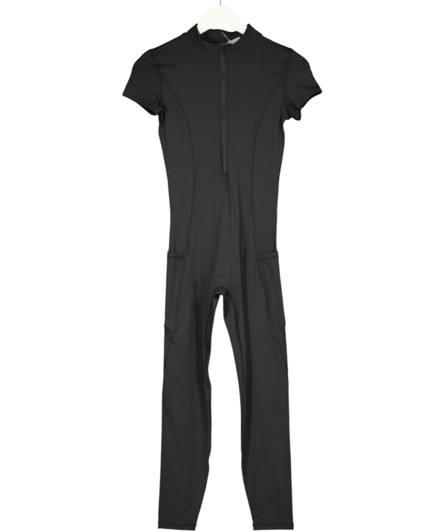Adanola Black Full Length Short Sleeved Zip Up Unitard UK S