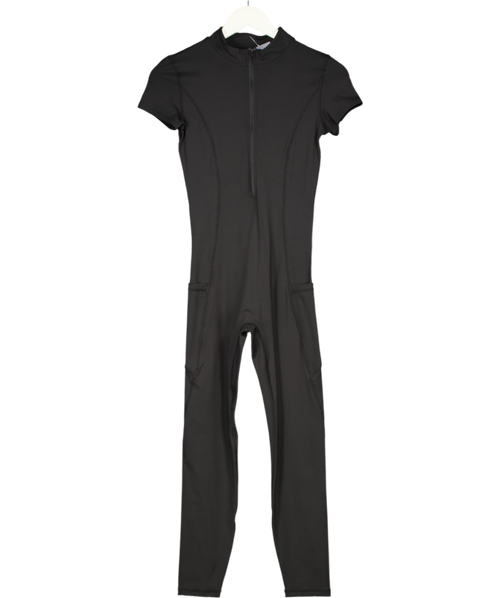 Adanola Black Full Length Short Sleeved Zip Up Unitard UK S