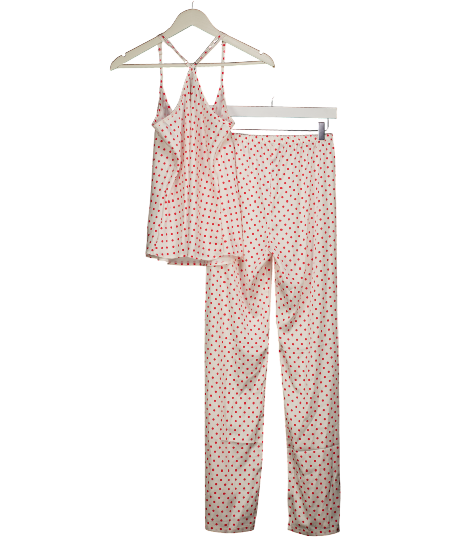 The NAP Co. Red 2-piece Ivory/red Polka Stretch Satin Cami Pyjama Set UK S