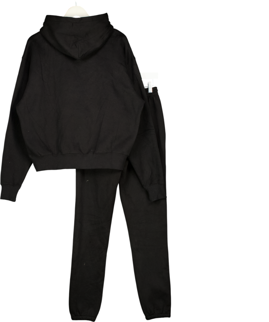 For The Peach Black Embroidered Hoodie And Cuffed Jogger Set UK S