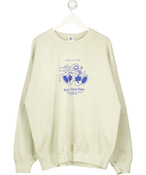 OTHER SIDE STORE Light Green 'pasta La Vista' Sweater - Vintage Washed Sweatshirt UK XL