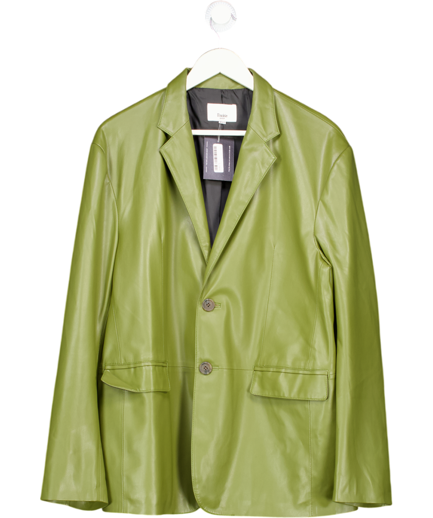 FRANKIE SHOP Olive Green Faux Leather Blazer UK XS/S
