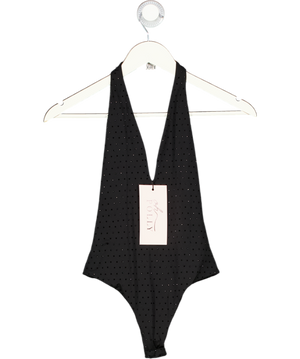 Oh Polly Black Plunge Halterneck Bodysuit UK 8