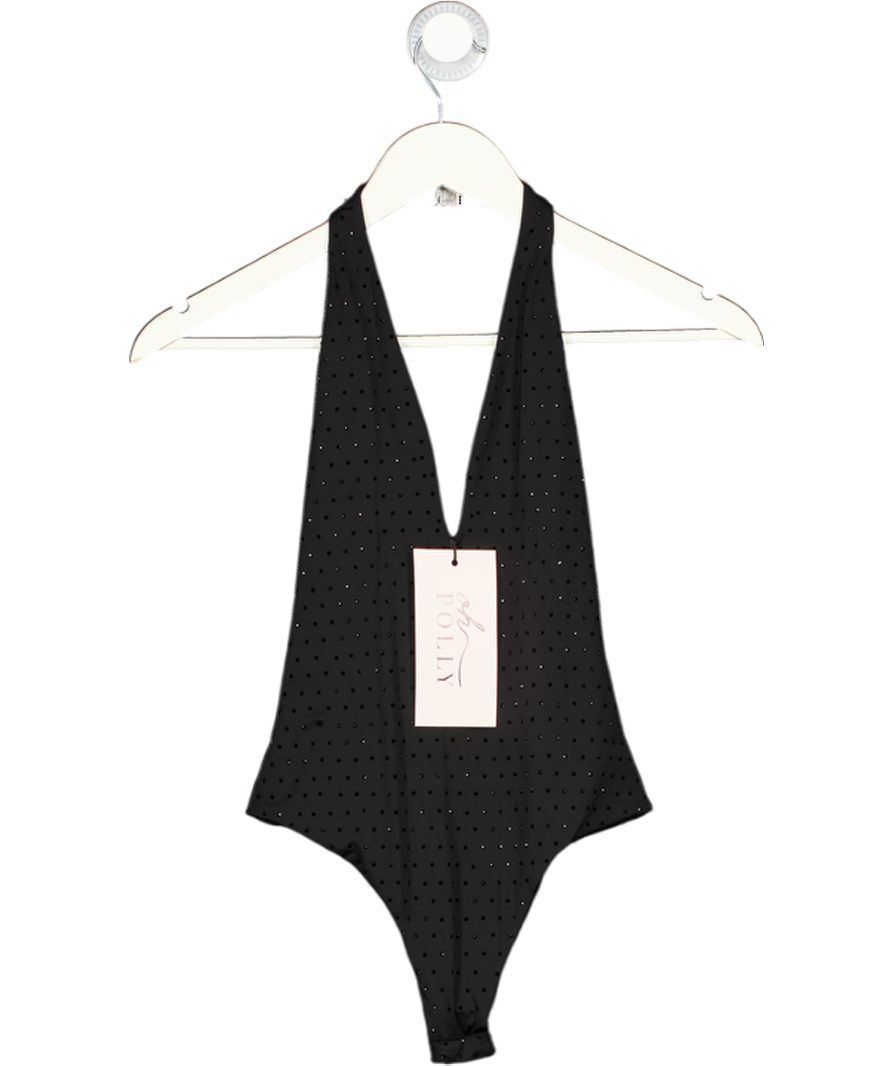 Oh Polly Black Plunge Halterneck Bodysuit UK 8