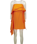 TOPSHOP Linen Rich Bandeau Mini Dress With Drape Detail In Orange UK 10