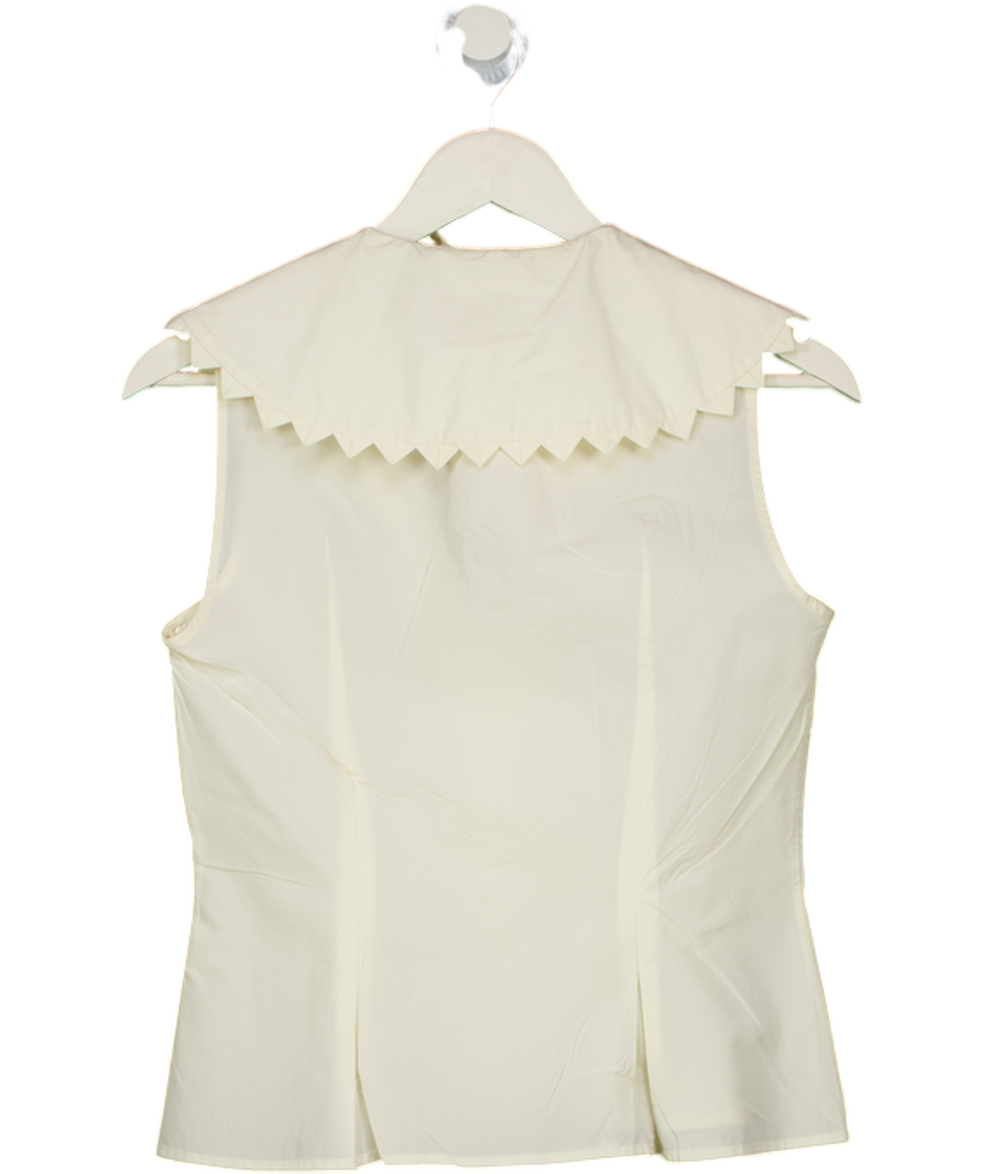 Ted Baker Cream Sleeveless Statement Collar Blouse UK 10