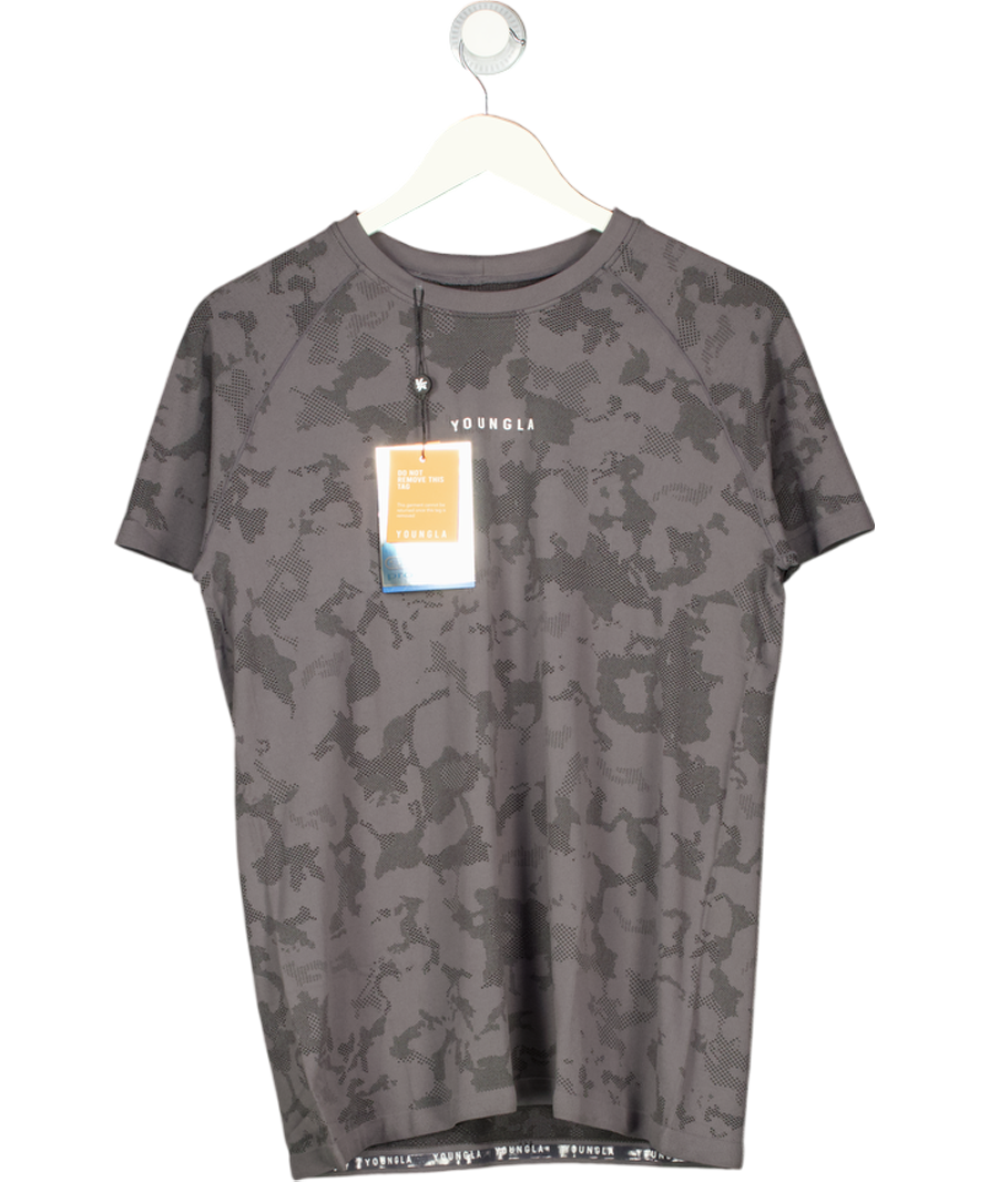 Young LA Grey Digital Camo Compression Tee UK L