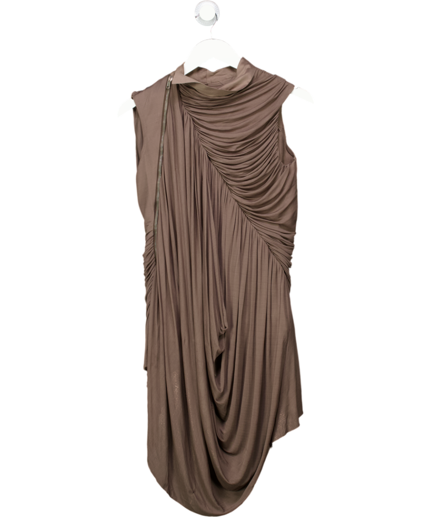 Rick Owens Taupe Brown Draped Anthem Top UK 10