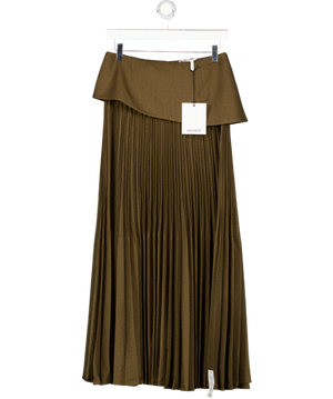ARRANGE Brown Premium Pleated Tailored Maxi Skirt In Chocolate UK 10
