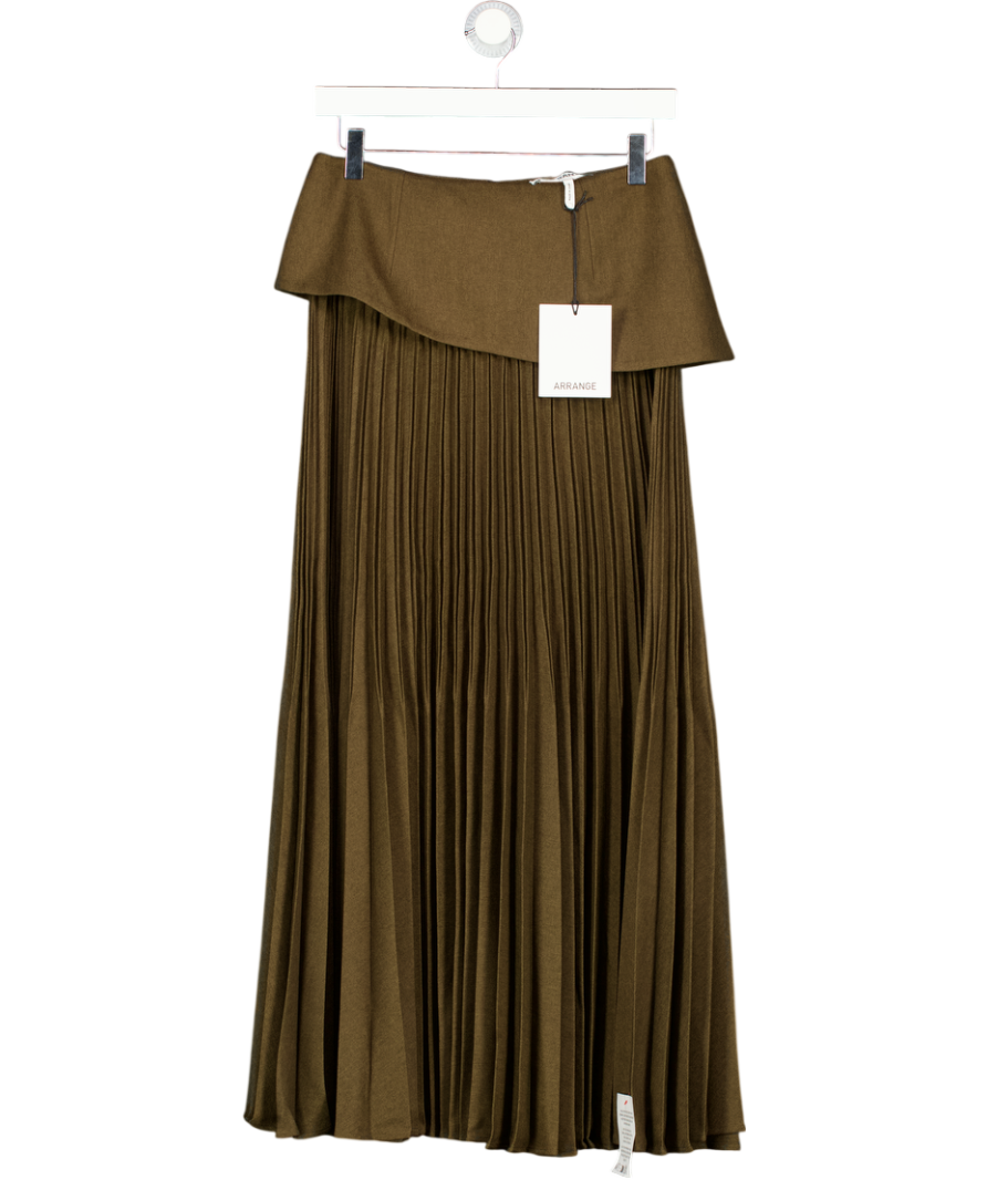 ARRANGE Brown Premium Pleated Tailored Maxi Skirt In Chocolate UK 10