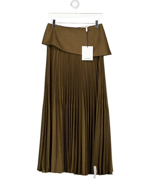 ARRANGE Brown Premium Pleated Tailored Maxi Skirt In Chocolate UK 10