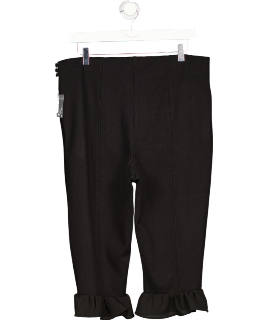 BY ANTHROPOLOGIE Black Slim Ruffle Capri Pants UK L