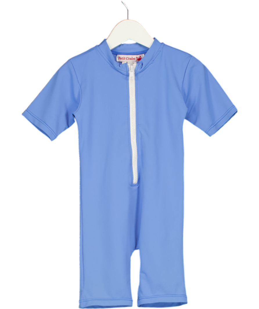PETITE CRABE Zip Front Sky Blue Upf50 Swimsuit 2 Years