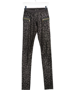 Les Chiffoniers Black Leather Printed Leggings UK S