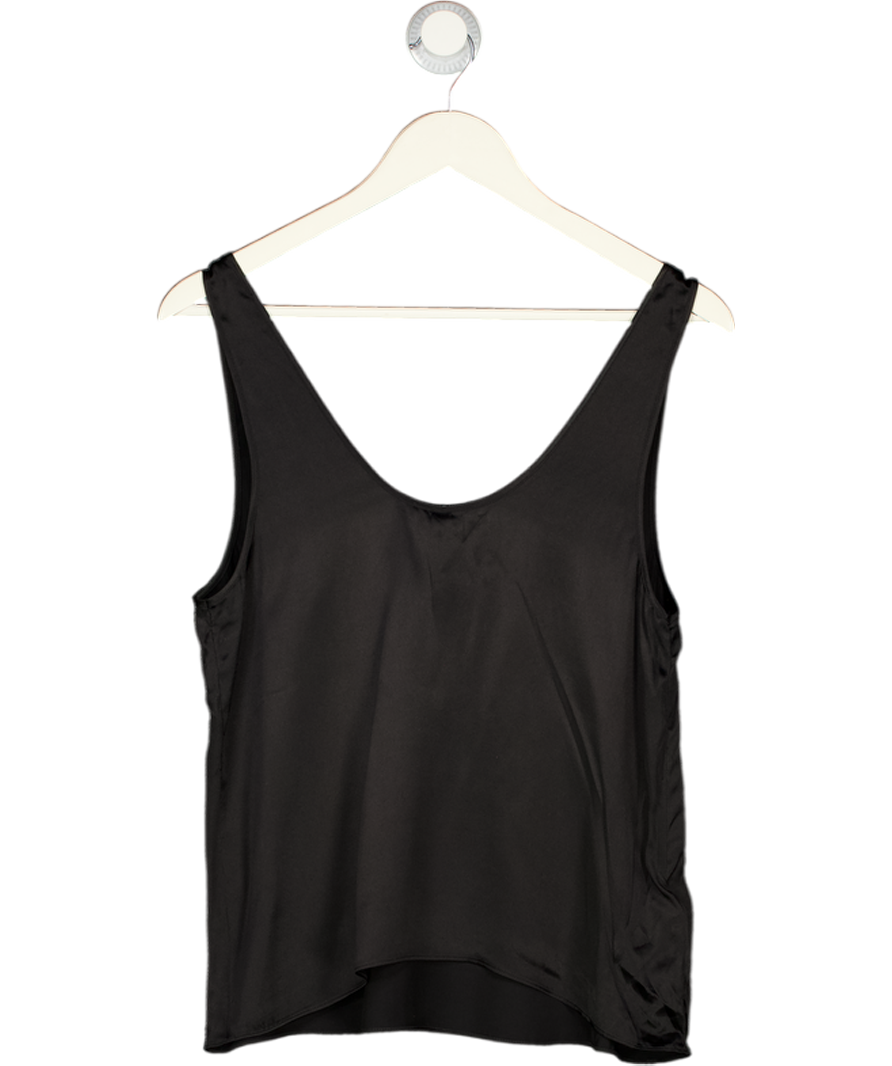 MANGO Black 100% Fluid Mulberry Silk Cami Top UK S