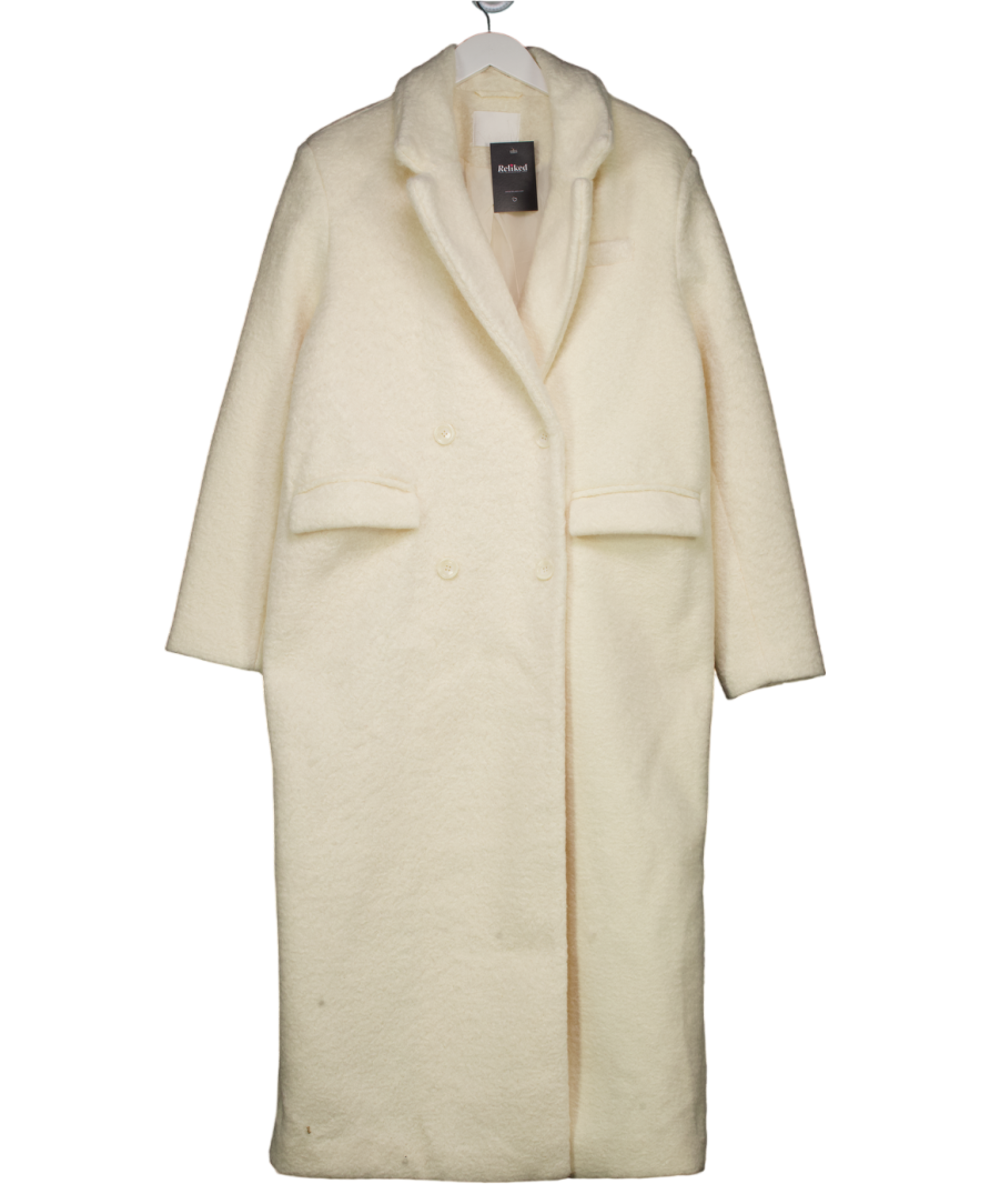 NA-KD Cream Faux Fur Oversized Long Coat UK 8