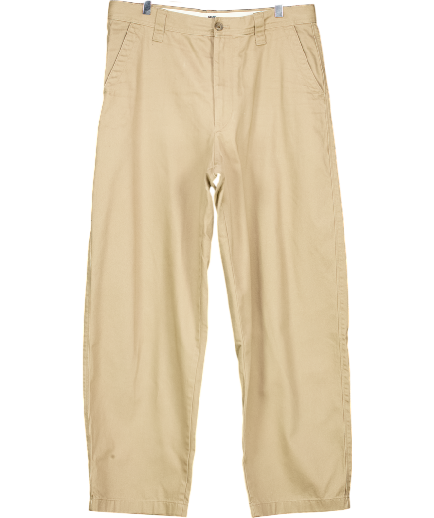 Uniqlo Beige Wide Chino Trousers W33