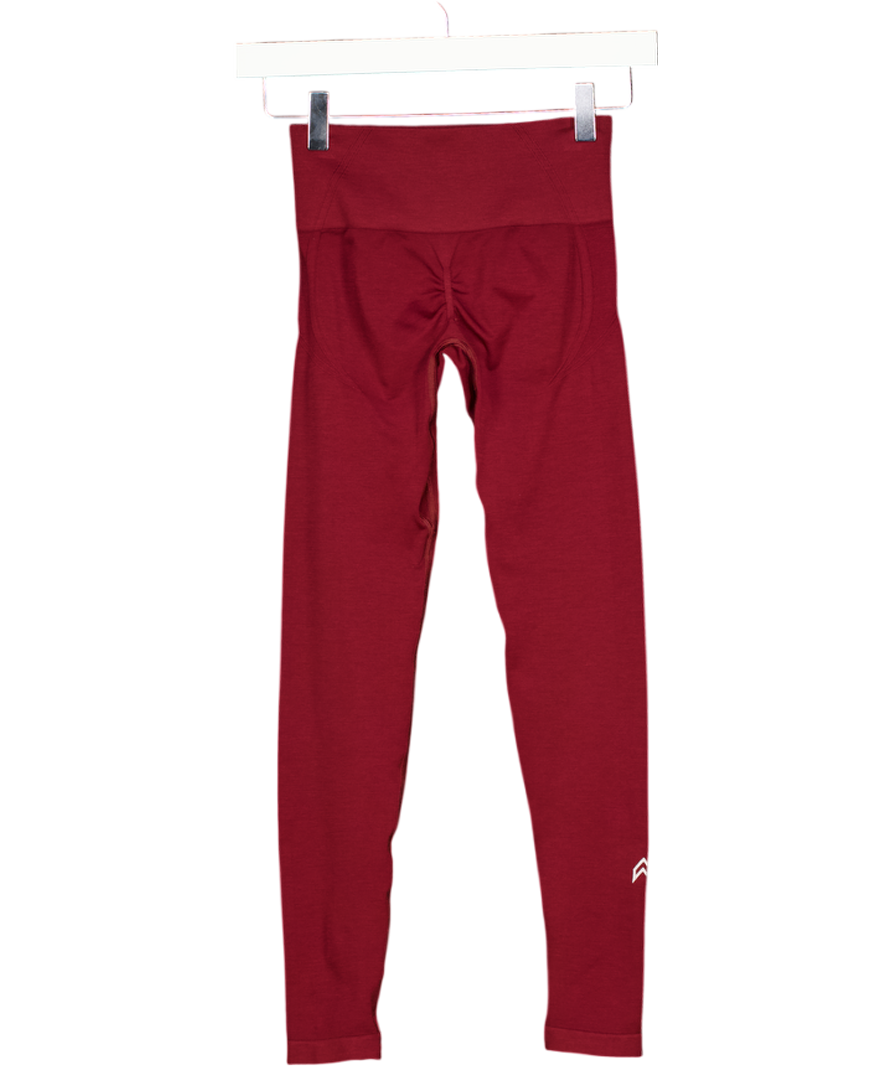 Oner Active Red High Waisted Leggings With White Logo UK S